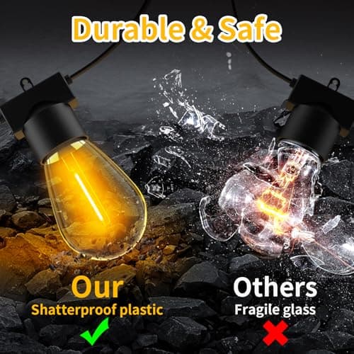 Aialun 96FT(48FTx2) LED Outdoor String Lights Outside Patio Yard Lighting Waterproof Hanging Warm Glow 2200K Shatterproof Edison Bulbs Exterior,Heavy-Duty Strand Decorative Café Porch Bistro Garden