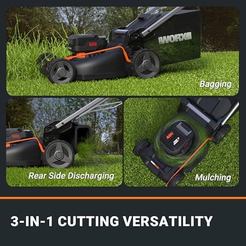 WORX Nitro 40V 21" Cordless Lawn Mower with Aerodeck & Intellicut, Electric Mower with Variable Speed, Self-propelled Lawn Mower WG760 – (2) PowerShare 5.0Ah Batteries & Charger Included