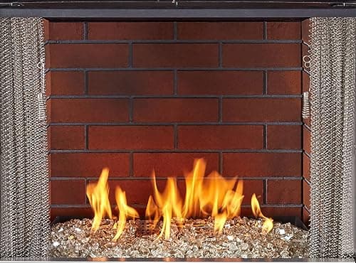 Vintage Red Ceramic Fiber Brick Panel for 450 Series Outdoor Fireplace Insert - Model FLB450-VR, Realistic Hand-Painted Design
