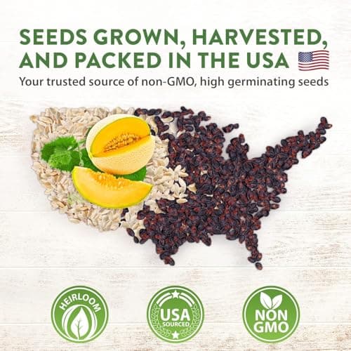 HOME GROWN Melon Seeds Variety Pack – 5 𝗡𝗢𝗡-𝗚𝗠𝗢 Heirloom Fruit Seeds: Watermelon, Cantaloupe, Honeydew, Sugar Baby & Melon – High Germination 𝗨𝗦𝗔 for Planting Home Garden Indoors.