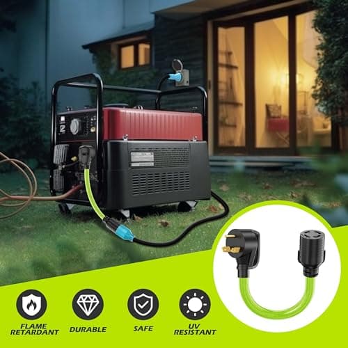 30 Amp to 4 Prong Generator Adapter Cord, Generator Transfer Switch Adapter Cord, NEMA TT-30P Male to L14-30R Female, Generator to House Adapter Cord, 30 Amp 10 Gauge STW