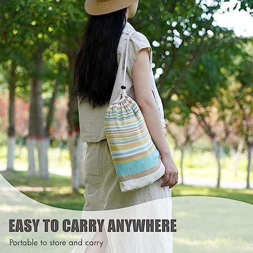 Brazilian Hammock with Tree Straps - Cotton Hammocks Portable Hammock with Carry Bag for Backyard, Porch, Outdoor and Indoor Use Yellow & Green