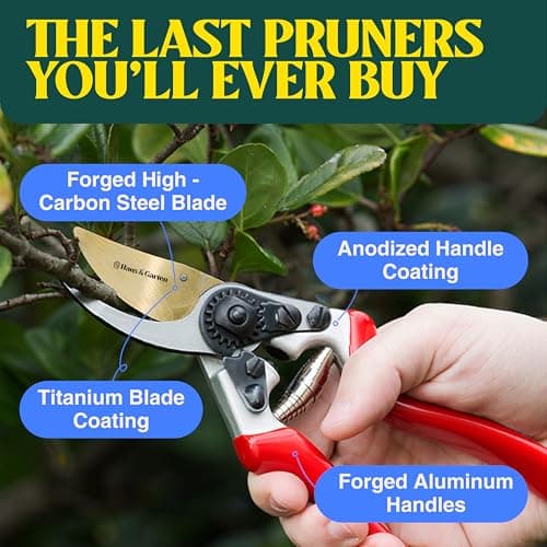 EnduroPRO Ergonomic Bypass Pruners - Professional Titanium Garden Shears - Heavy Duty Hand Pruning Scissor, Tree Trimmer, Gardening Tool, Branch, Hedge, Rose, Shrub & Bush Clippers
