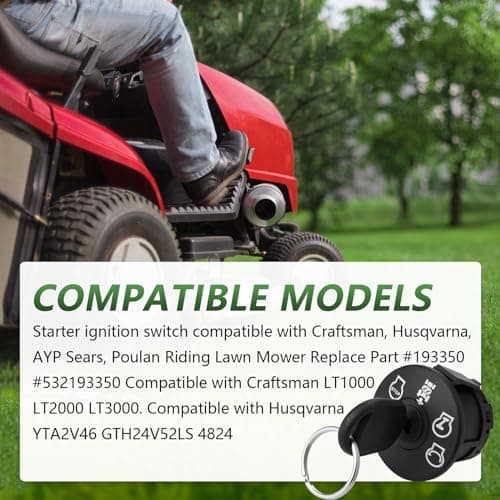 Ignition Switch 4 Position for Craftsman, Husqvarna, AYP, Sears, Poulan Pro Riding Lawn Mower Tractor 193350 532193350