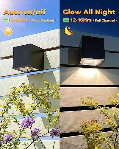 LUHLEE Solar Wall Lights - Modern Outdoor Square Solar Sconce Lights, IP65 Waterproof, Perfect for House Wall, Porch, Garden, Yard, Patio, Fence Decor