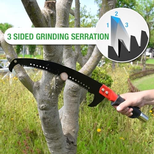 Scalebeard 26FT Pole Saws for Tree Trimming, Lightweight & Sturdy Tree Pruner with Thickened Saw Blade and Scissors for High Branches Trimming, Extendable Tree Trimmer for Pruning Palms and Shrubs