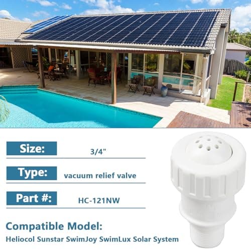 3/4" Vacuum Relief Valve Fixes Pool Solar System Pool Heating System Water Leakeage Compatible with Heliocol Sunstar SwimJoy SwimLux Solar Panels Heater