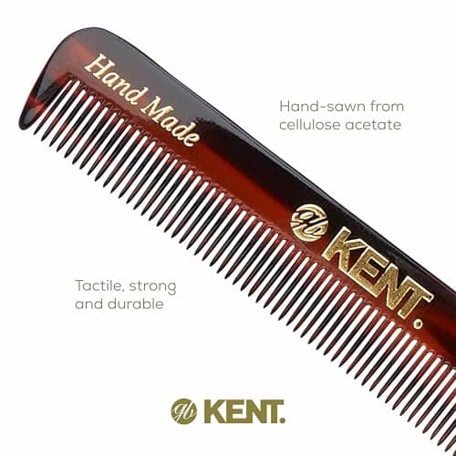 Kent Slim Jim Handmade All Fine Tooth Pocket Comb for Men, Hair Comb Straightener for Everyday Grooming Styling Hair, Mustache and Beard, Use Dry or with Balms, Saw Cut Hand Polished, Made in England