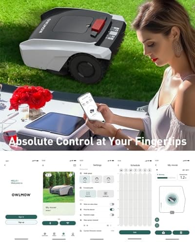 Robot Lawn Mower with GPS Navigation & 200m Boundary Wire, Mows Up to 1000qm per Day, Mowing Map & Schedule, Grid Shaped Mowing Path, Custom Mowing, GPS Anti-Theft, IPX5