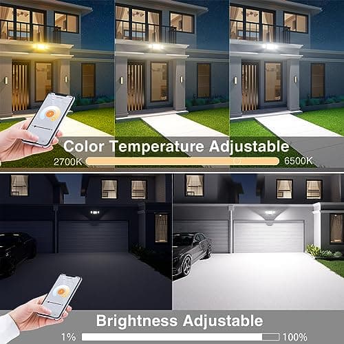Onforu 55W Smart LED Flood Lights Outdoor, 5500LM, Tunable 2700K-6500K, APP Control, WiFi Alexa Security Lights with Timer & Adjustable 3 Head, IP65 Waterproof for House, Yard, Porch, Garage, Backyard
