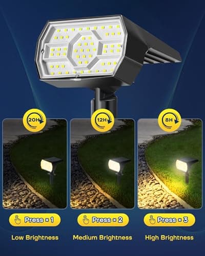 Kaxiida Solar Lights Outdoor Waterproof IP68, 3 Lighting Models Solar Powered Spot Lights Outdoor, 56LED Light Dusk to Dawn for Yard Patio Garden Pathway Landscape Lighting
