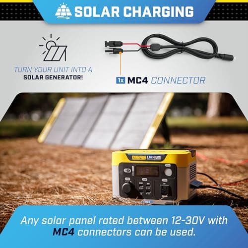 Champion Power Equipment 201188 285-Wh Power Station 600/300-Watt Portable Lithium-Ion Battery Solar Generator
