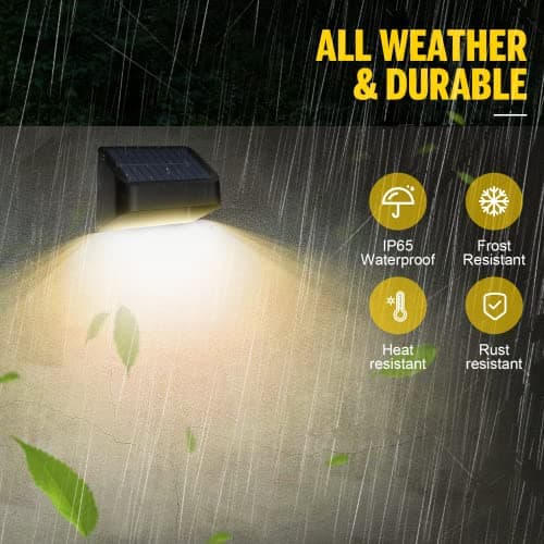 Brighter Solar Fence Lights,Solar Lights Outdoor Waterproof,Warm White and RGB 8 Colors,Dusk to Dawn Deck Light, Outdoor Lighting for Backyard/Railing/Wall/Step/Patio（12 Pack）