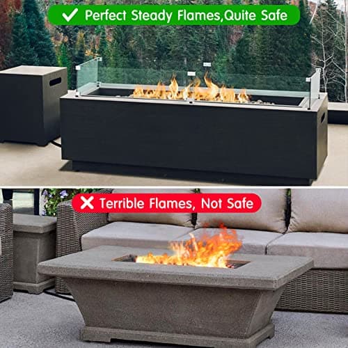 Skyflame Fire Pit Table Glass Wind Guard - 54" x 12", Thick Linear Heat-Resistant Tempered Glass Flame Shields with Hard Aluminum Corner Brackets and Rubber Feet for Propane, Gas, Outdoor