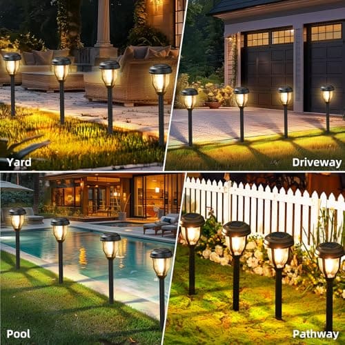 DERAYSION 12 Pack Solar Lights Outdoor, Solar Pathway Lights Auto On/Off Waterproof Garden Landscape Lighting for Path, Yard, Walkway, Driveway
