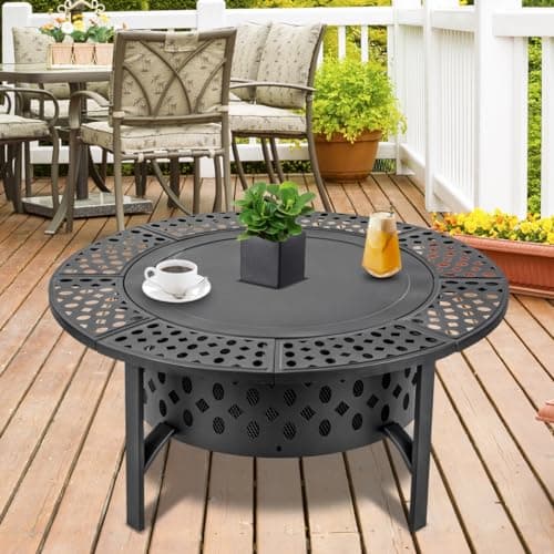 42 Inch Fire Pit with 2 Grills, Extra Large Wood Burning Fire Pits for Outside with Lid & Poker, Heavy Duty Firepit,BBQ& Outdoor Fire Pit & Round Metal Table 3 in 1 for Patio, Picnic, Party