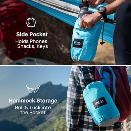 Kootek Camping Hammock 400 lbs Capacity, Portable Hammocks with Tree Straps & Attached Carry Bag, Camping Essentials Gear, Perfect for Outside Indoor Hiking Beach Backpack Travel