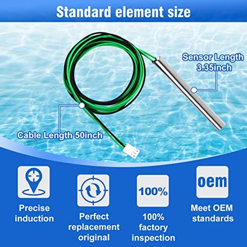 009577F Pool Temperature Sensor Lid Units Replacement for Heater Spa, Compatible with Heater 206A, 207A, 266A, 267A, 336A, 337A, 406A, 407A, 3 Wire NTC 100K