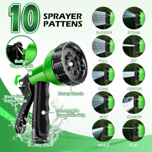 Garden Hose 100 ft - Stainless Steel Water Hose 100ft with 10 Function Nozzle, No Kinks & No Tangles, Flexible, Lightweight, Puncture & Rust Proof Metal Garden Hose for Yard, RV, Garden, Outdoor