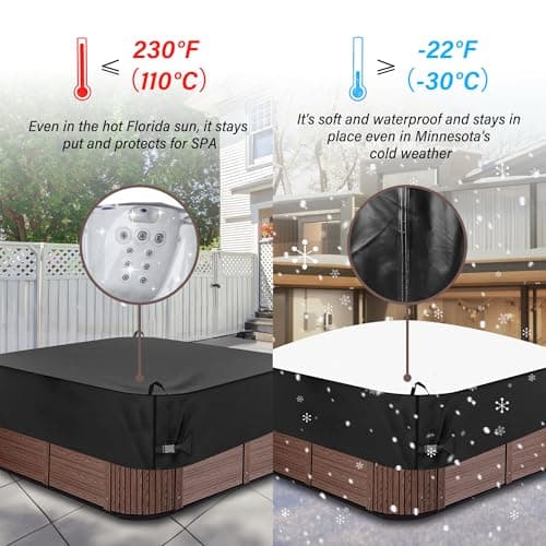 Square Hot Tub Cover 85 x 85 inch, 600D Heavy Duty Oxford Fabric SPA Cover for Hot Tub, Waterproof Outdoor SPA Hard Cover Protector, Waterproof & Anti-UV Jacuzzi Cover, Black