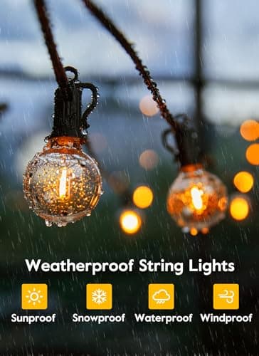 Brightown 38Ft Outdoor String Lights with Remote & 15 Shatterproof LED Bulbs - Waterproof Patio Hanging Lights for Porch Balcony Bistro Cafe