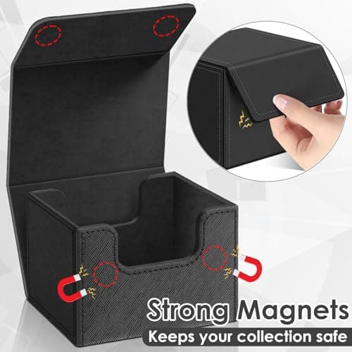 Homthy 4 Pack Card Box - Large Size, Fits 400+ Sleeved Cards, Compatible with Mtg Deck, Premium Leather Card Box for Trading Cards
