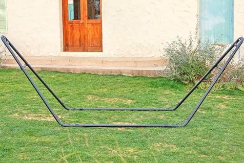 Universal 2 Person Hammock Stand Only, 600 lbs Capacity, Adjustable Heavy Duty Powder-Coated Steel Stand, Multi-Use, Fits 9ft to 14ft Hammocks, XXL Size (Black)