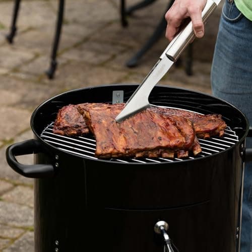 Cuisinart 16” Vertical Charcoal Smoker, Integrated Thermometer, Water Bowl and Dual Vents Perfect for Smoked Brisket, Chrome Plated Grates Smoker Grill for BBQ, Camping, Tailgates
