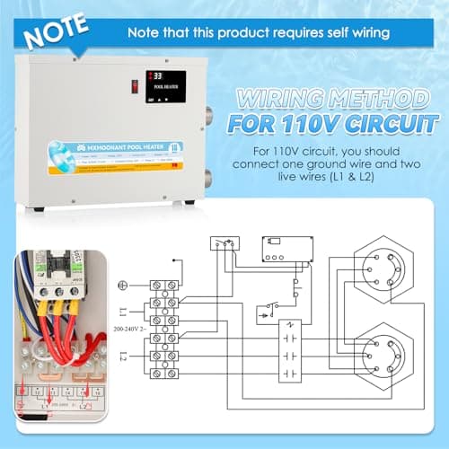 Mxmoonant SPA Heater, 18KW 220V Swimming Pool Heaters Hot Tub Water Thermostat with Touchscreeen for Above Ground Inground Pool, Spa, Bathtub