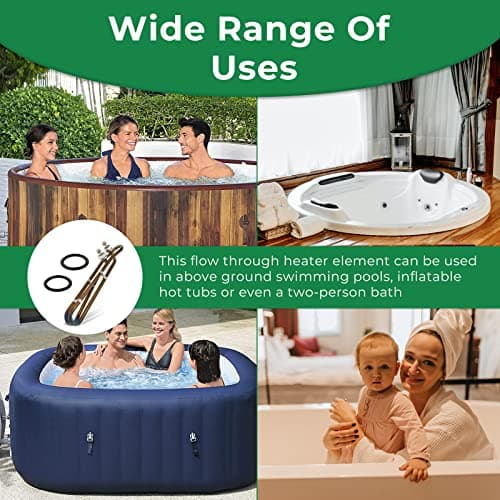 5.5KW 240V Titanium Flo-Thru Universal Heating Element, Hot Tub Heater Element with Mounting Hardware Replacement for Balboa Spa Heater Element, Applicable in Spas Electric Heaters Or Swimming Pools