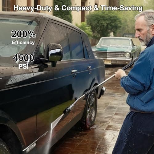 Adjustable Pressure Washer Nozzle 6-in-1, Stainless Steel, Quick-change Over Replacement Nozzle Tip for Power Washer, 4500 PSI, 1/4” Quick Connect