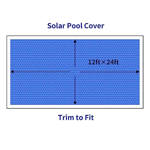 BigXwell Solar Pool Cover, Blue 16-mil 12 x 24 Foot Rectangle Solar Blanket for In-Ground Pools, 1600 Series Heavy-Duty Insulating Pool Heater Covers for Swimmer