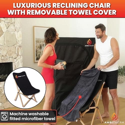 Extra Large Portable Infrared Sauna – Large Sauna Tent, + 50% Legroom, Warm Relaxation with 6 Infrared Panels; Comfortable High-Back Chair and Tablet Holder