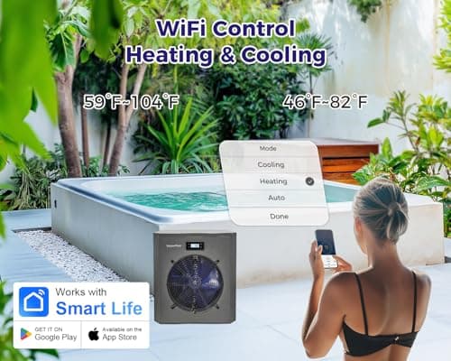 Pool Heater for Above Ground Pool 16000 BTU Heating and Cooling Up to 5000 Gallon Pool Heater 120v Electric Pool Heat Pump WiFi Smart Control via APP Spa Heater Pump