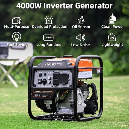 Power Equipment 4000 Watts Inverter Generator Gas Powered, Portable Open Frame Generator, Low Noise with ECO Mode and Inverter Technology, RV Ready, Emergency Home Backup