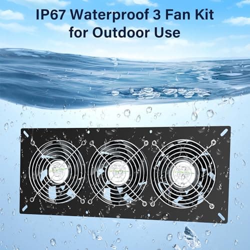 Solar 3 Fan Kit, 25W Solar Panel Powered Exhaust Fan for Outdoor Chicken Coop, Greenhouse & Shed, Intake or Exhaust Air for Cooling, IP67 Waterproof, 3500RPM, 15 FT Long Cord