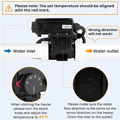 220V 3KW Spa Hot Tub Heater with Adjustable Temperature Thermostat, Inflatable Pool Heater for above Ground Pools, Hot Tubs & Inflatable bathtub，H30-RS1