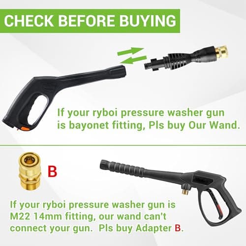 Pressure Washer Gun Adapter with 5 Spray Nozzles and 1 Tips Holder - Power Washer Wand Replacement Kit - Compatible with Some Ryobi, Portland, Husky Electric Pressure Washers Black