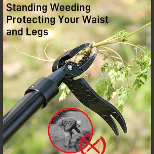 Weed Puller Tool，Stand Up Weed Puller Tool，Weeding Artifact Uprooting Equipped with a shovel，Easily Remove Weeds Effortlessly Without The Need to Tug, Bend, Garden weeding tools. (Stainless Steel)