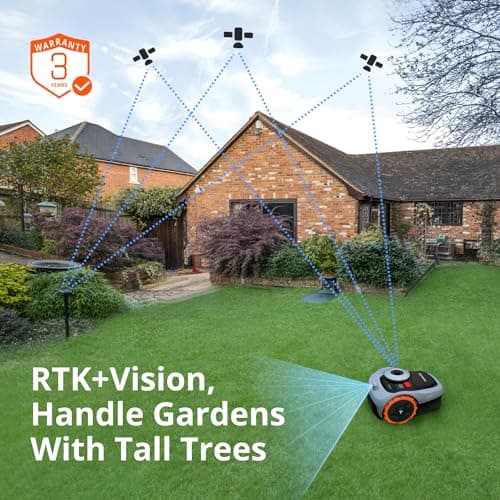 Segway Navimow i105N Robot Lawn Mower Perimeter Wire Free 1/8 Acre RTK+Vision Robotic Lawnmower, AI-Assisted Mapping, Virtual Boundary, APP Control, 58dB(A) Quiet, Multi-Zone Management