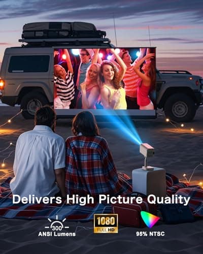 [Netflix-Licensed/Telescopic Stand] PANSEBA Smart Projector with WiFi and Bluetooth, Auto Keystone Mini Projector,4K Support Outdoor Movie Projector with Zoom, Home Theater Projector for Phone