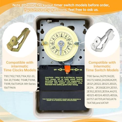 Updated Pool Timer On Off Clips 12pcs, Juvaeny Time Switch Replacement Trippers Kit 156T1978A Pool Pump Timer Tripper Compatible with Intermatic T100 Series T101 T104 Timer Parts (6On /6Off /12Screws)