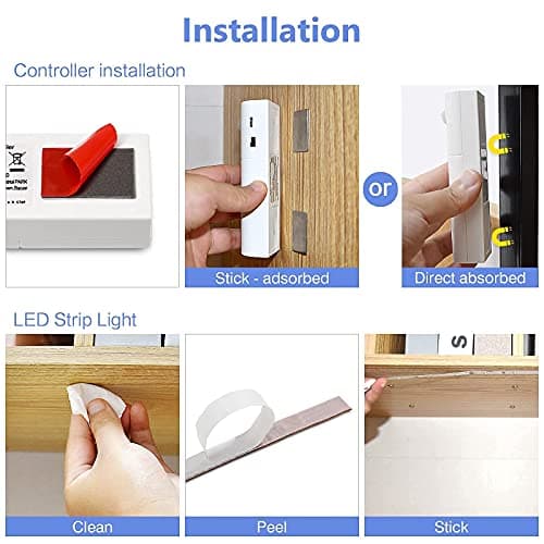 WOBANE Rechargeable Motion Sensor Strip Light, LED Closet Lights,Upgraded Battery Operated LED Strip Light for Wardrobe,Stair,Pantry,Cupboard,Bed,Locker,2700K Warmwhite,6.56ft,2 Pack