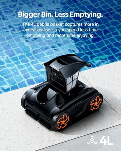 Pool Cleaner K60, 6H Runtime Cordless Robotic Pool Vacuum, Touch Screen, Smart Navigation, Cleans Floor, Walls, Waterline, Ideal for Above & In-Ground Pools, Self-Parking