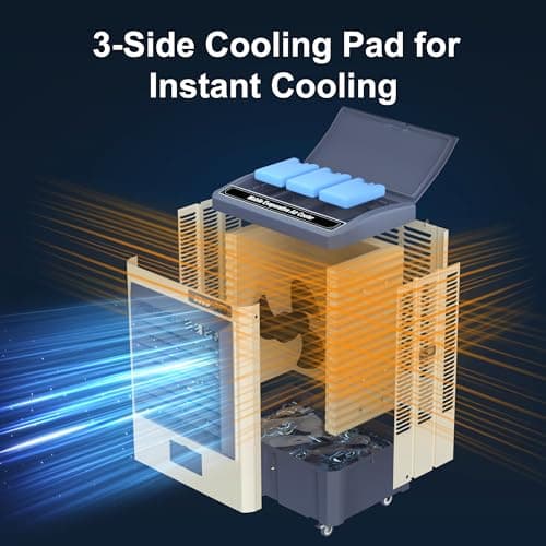 41" Swamp Cooler, 4800 CFM Evaporative Air Cooler with 10.6 Gallon Water Tank, Portable Outdoor Air Conditioner with 3 Ice Pack, 110° Oscillation, 3 Speed for Garage, Yard, Commercial Use