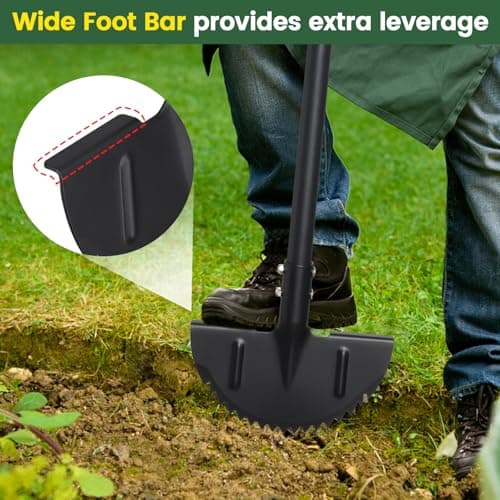 Edger Lawn Tool, Sharp Saw-Tooth Half Moon Hand Lawn Edging Tool for Landscaping, Adjustable 49" Long Handle Manual Edgers with T-Grip for Sidewalk Yard Garden Flower Bed Border Cable Burying