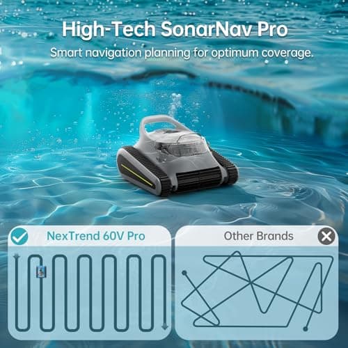 Pool Vacuum for Above Ground Pool: NexTrend Cordless Robotic Pool Cleaner Wall Floor Waterline Cleaning 180W Powerful Suction Last 150 Mins Automatic Robot for Inground Swimming Pool up to 2,050 sq.ft