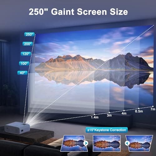 TMY Projector with WiFi and Bluetooth, Native 1080P Mini Projector, Portable Projector wirh 50% Zoom, Compatible with TV Stick/Phone/PC/DVD/HDMI/USB/TF, Movie Projector for Home Bedroom