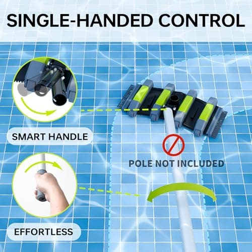 Sepetrel Heavy Duty Pool Vacuum Head with Wheels & Aluminum Handle, Professional Weighted Flexible Vacuum Head