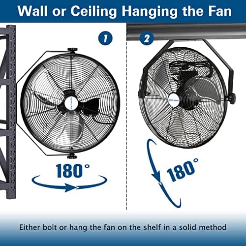 BILT HARD 4300 CFM 18 in. Industrial Wall Mount Fan, 3-Speeds High Velocity Wall Fan with Sealed Motor, Heavy Duty Metal Barn Fans for Garage, Commercial, Greenhouse, Warehouse, Shop Use
